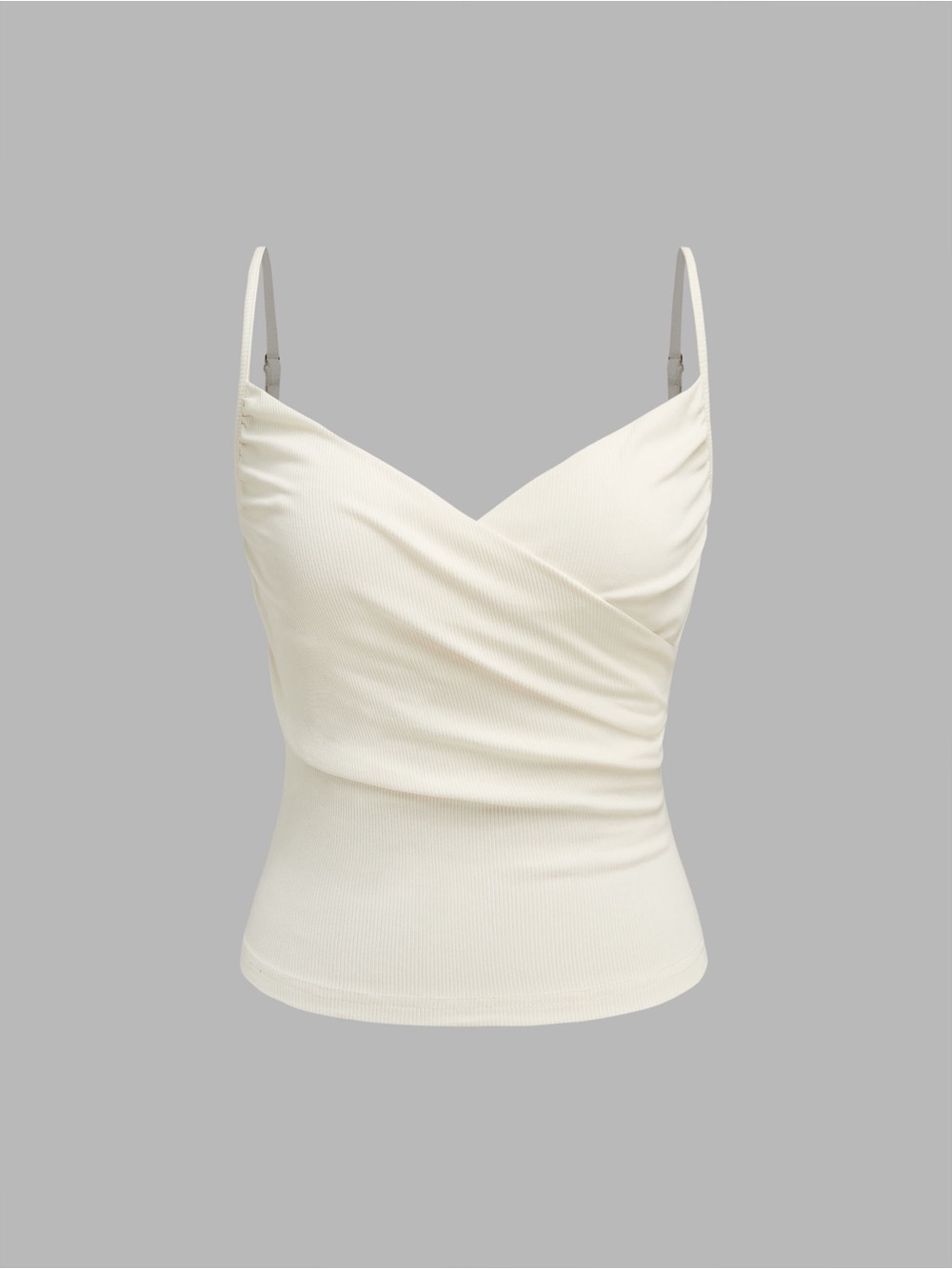 Cider V-Neck Cream Ribbed Wrap Cami with Adjustable Straps Size M/6